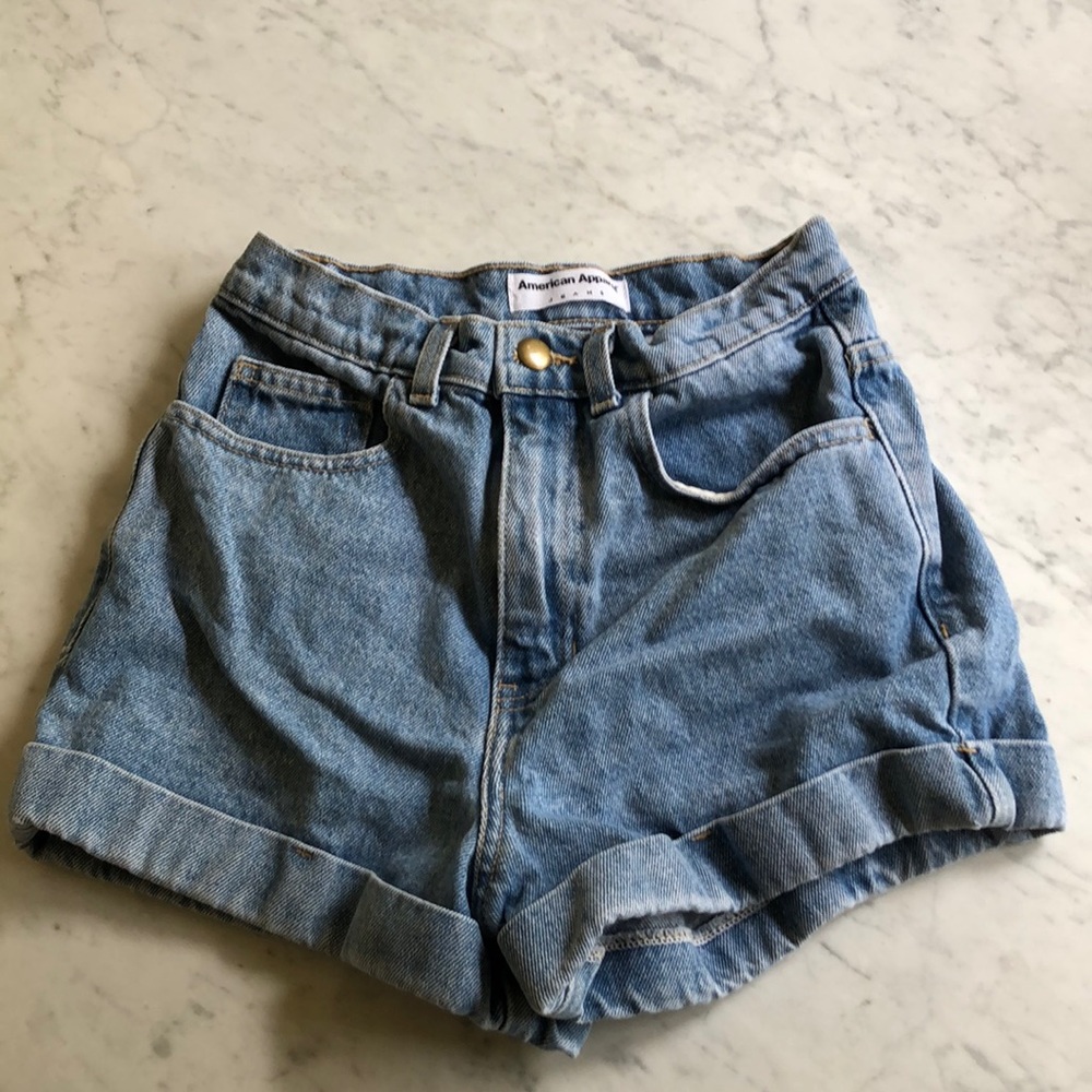 american apparel high-waisted jean shorts